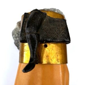 Handcrafted found broken casted leg and raw brass cuff Bracelet